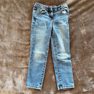 Mini Boden Girls Blue Long Denim Jeans with Pink Accents Size 6